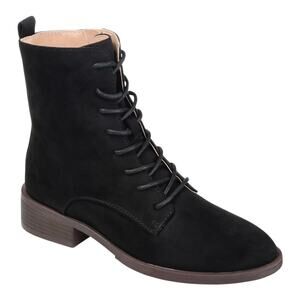 Journee Collection Women's Vienna Lace Up Stacked Heel Booties Black Size 10 M